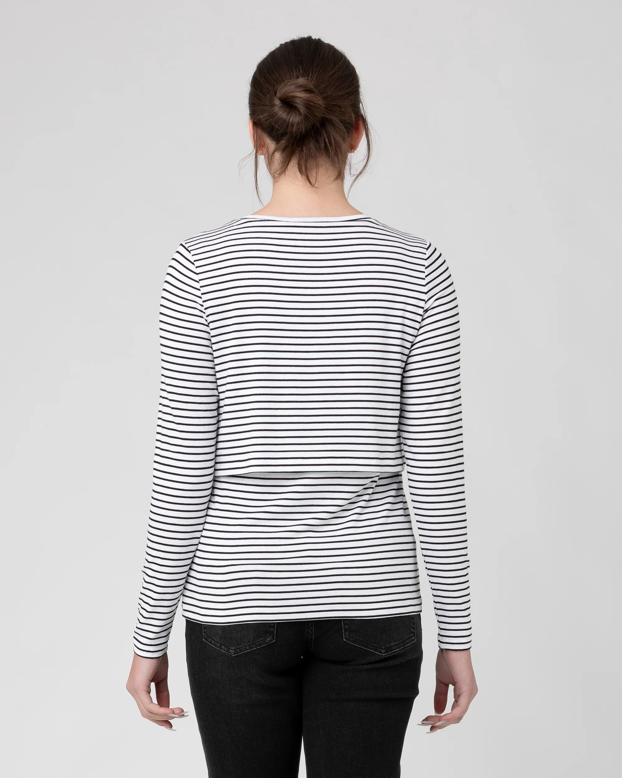 Stripe Layered Nursing Top  White / Black - Image 3