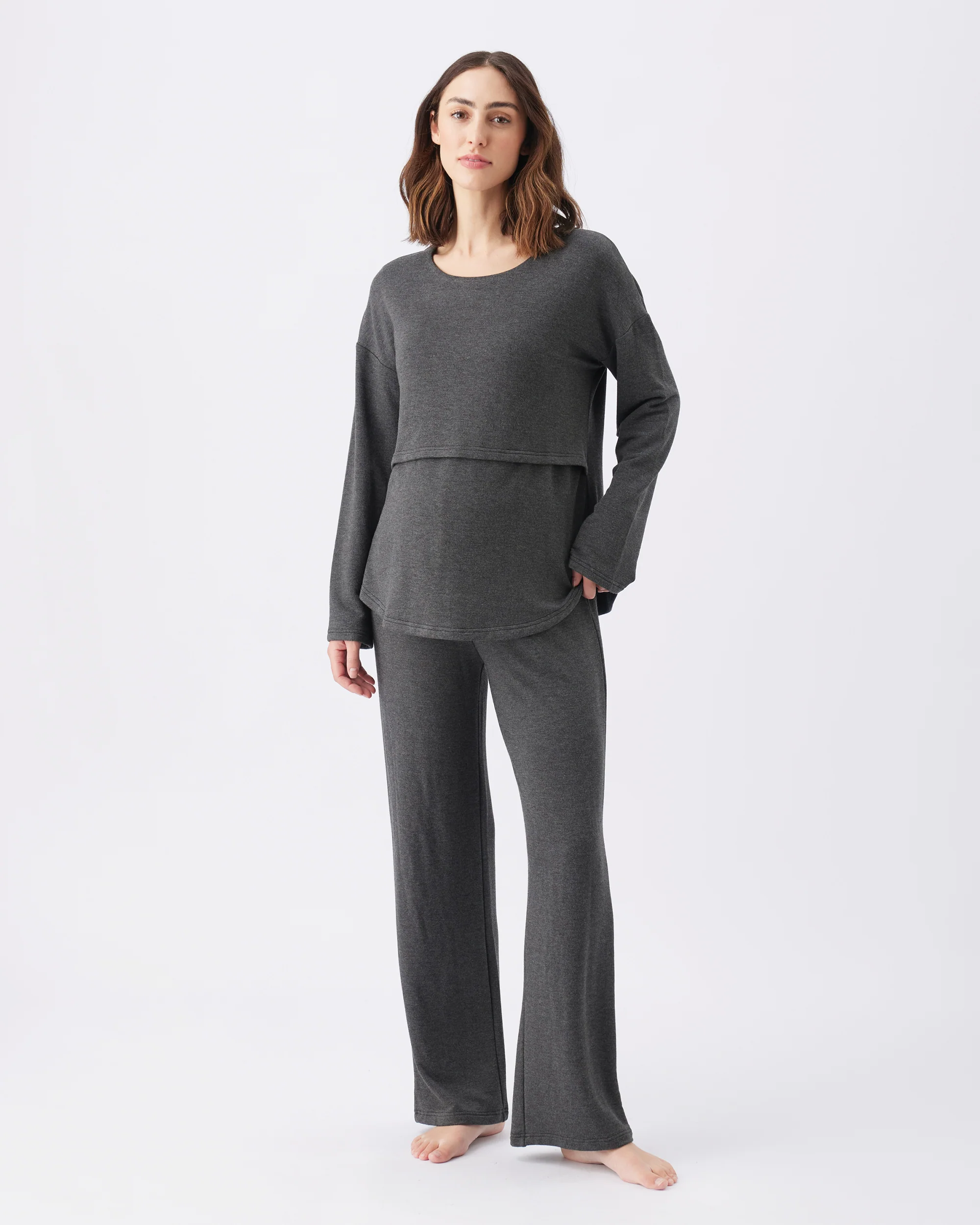 Super Soft Nursing Top Charcoal Marle - Image 2