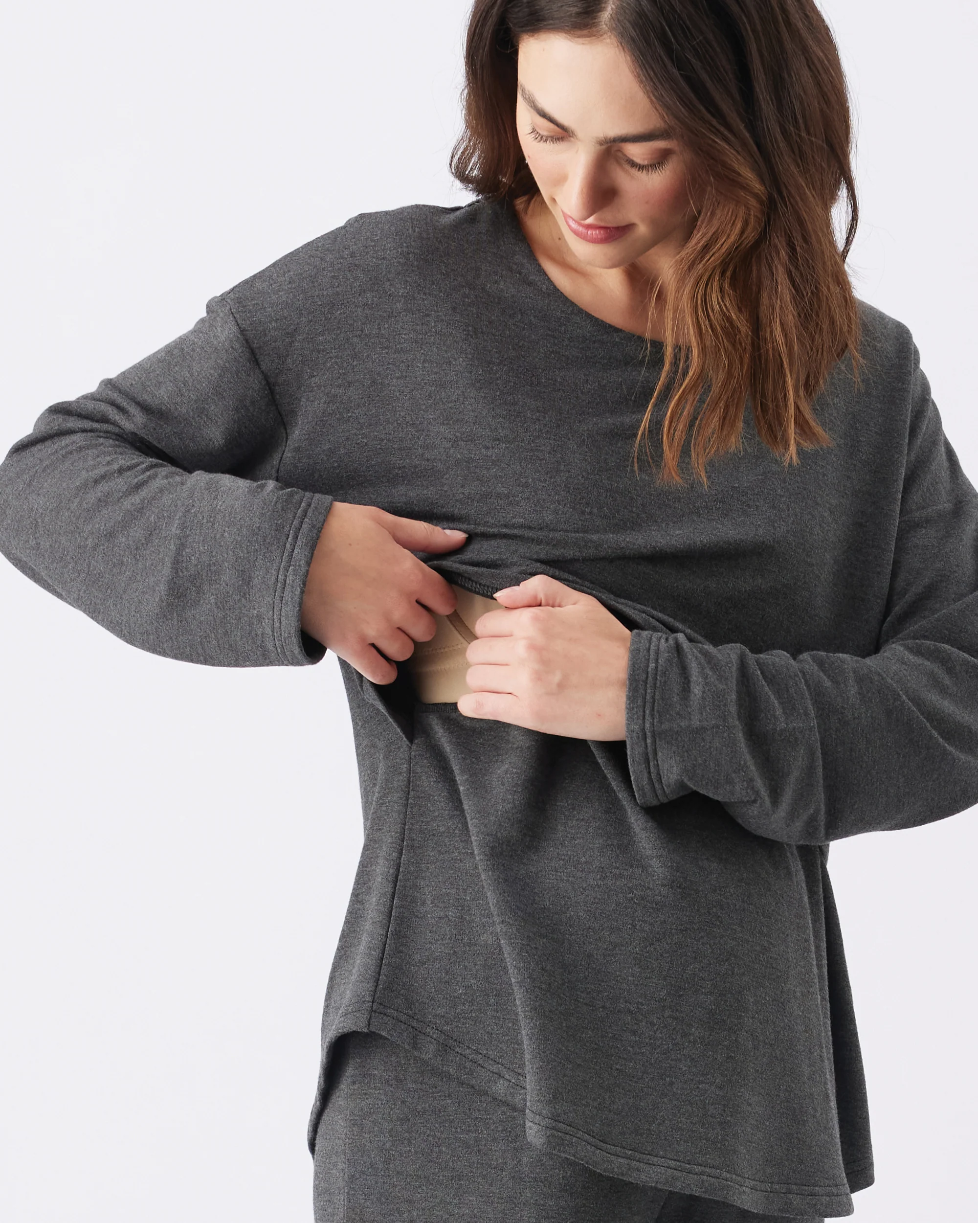 Super Soft Nursing Top Charcoal Marle - Image 3