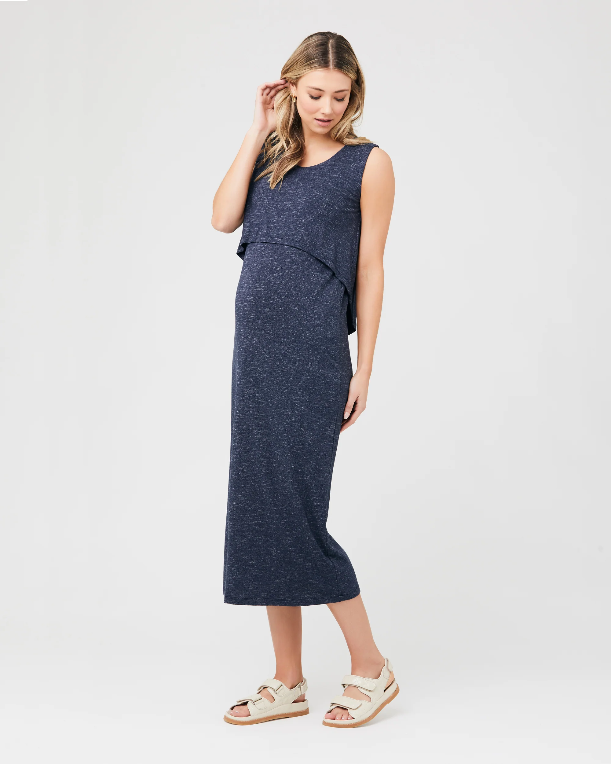 Swing Back Nursing Maxi Dress Denim - Image 5