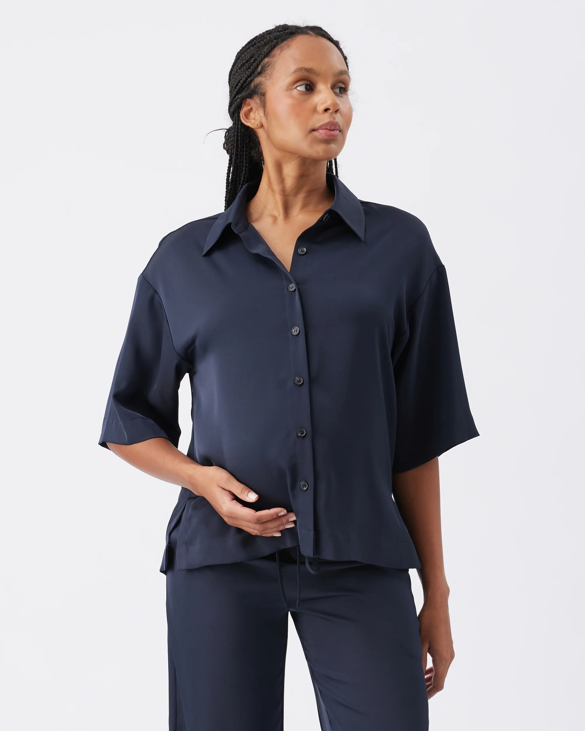Tamara Satin Shirt Midnight - Image 2
