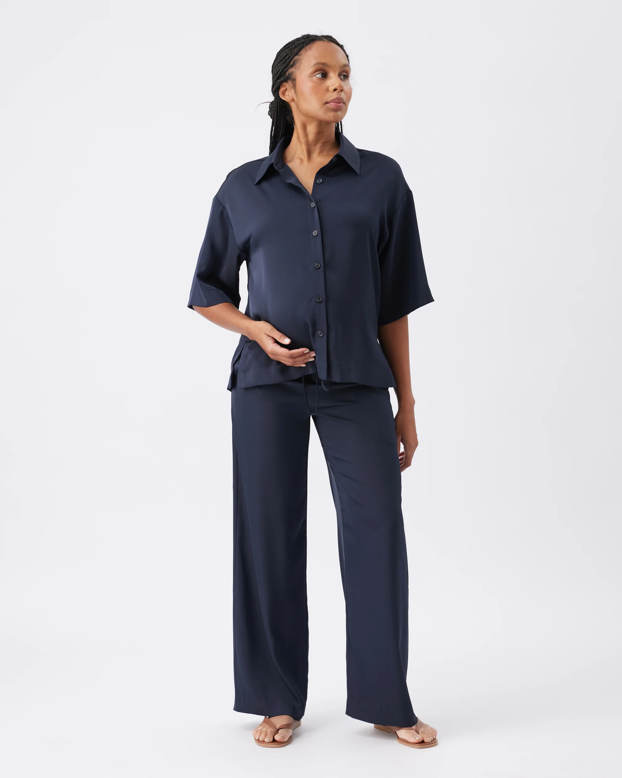 Tamara Satin Shirt Midnight - Image 5