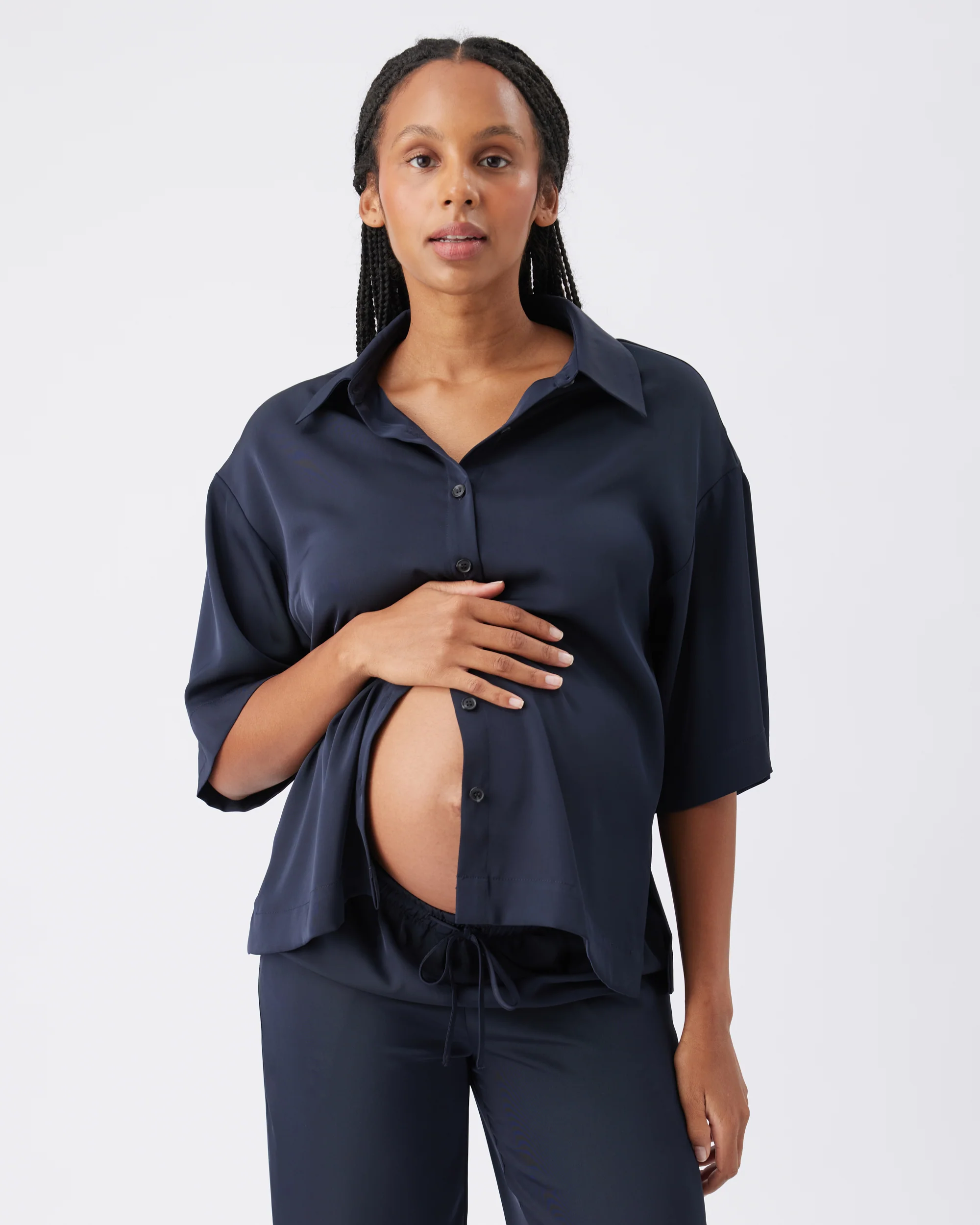 Tamara Satin Shirt Midnight - Image 6