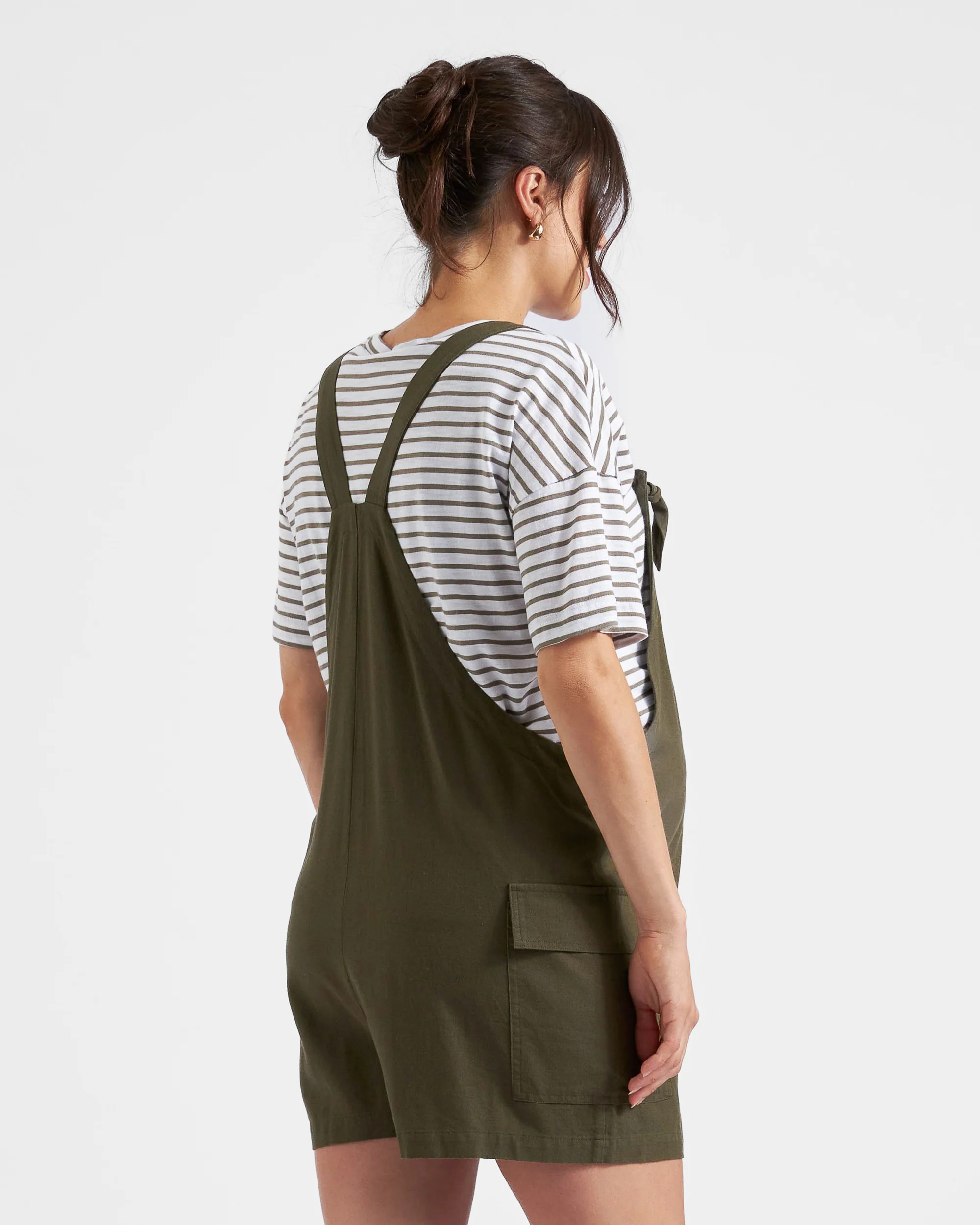 Terry Linen Playsuit Olive - Image 4