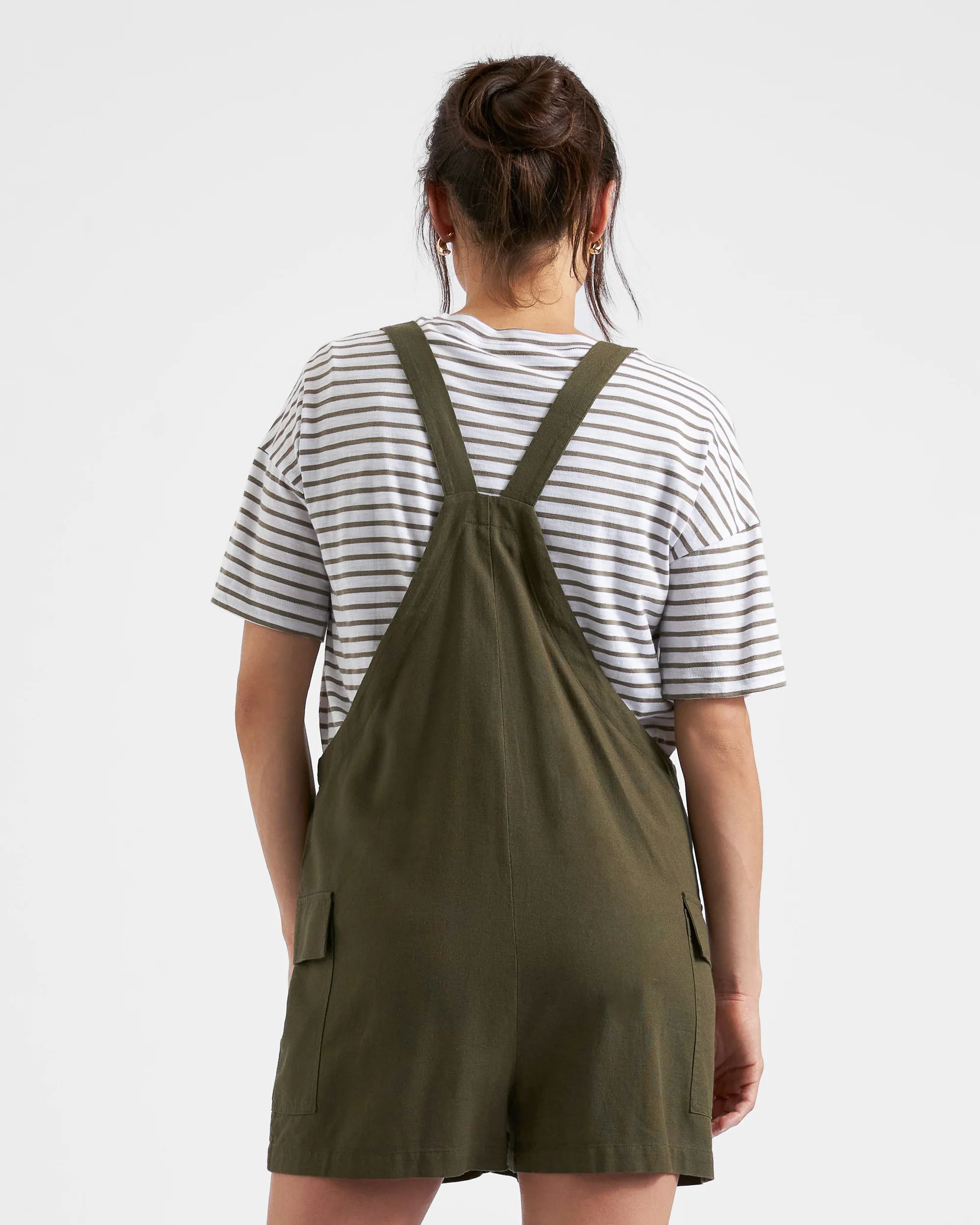 Terry Linen Playsuit Olive - Image 5