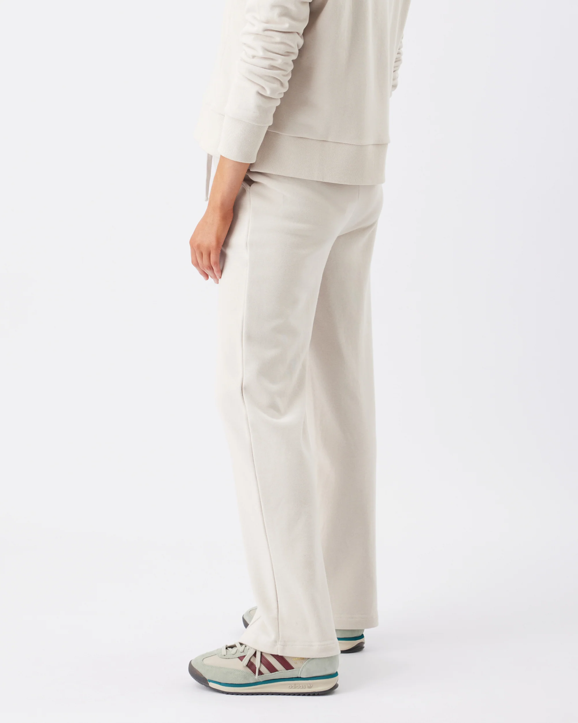 Terry Wide Leg Jogger  Chalk - Image 3