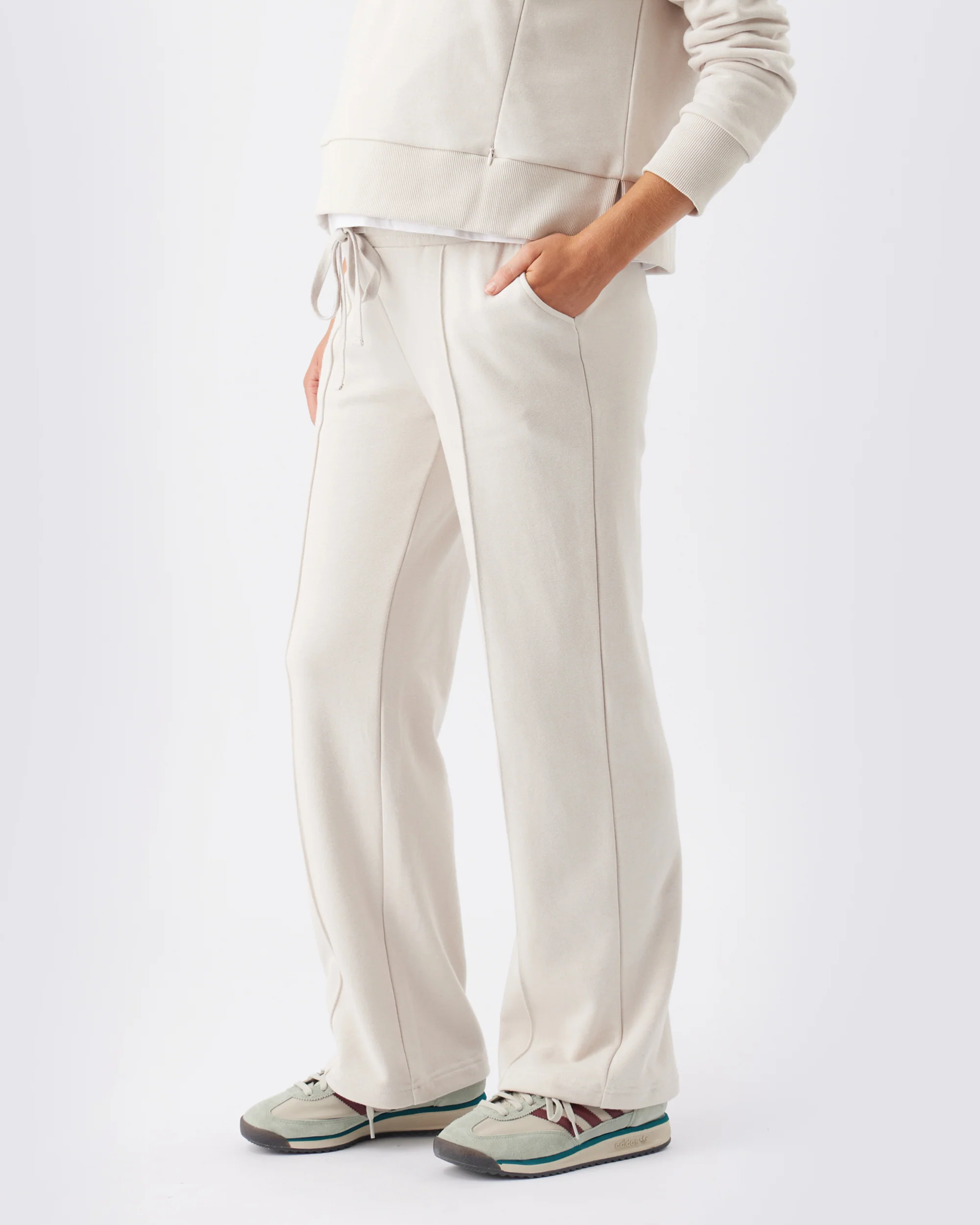 Terry Wide Leg Jogger  Chalk - Image 5