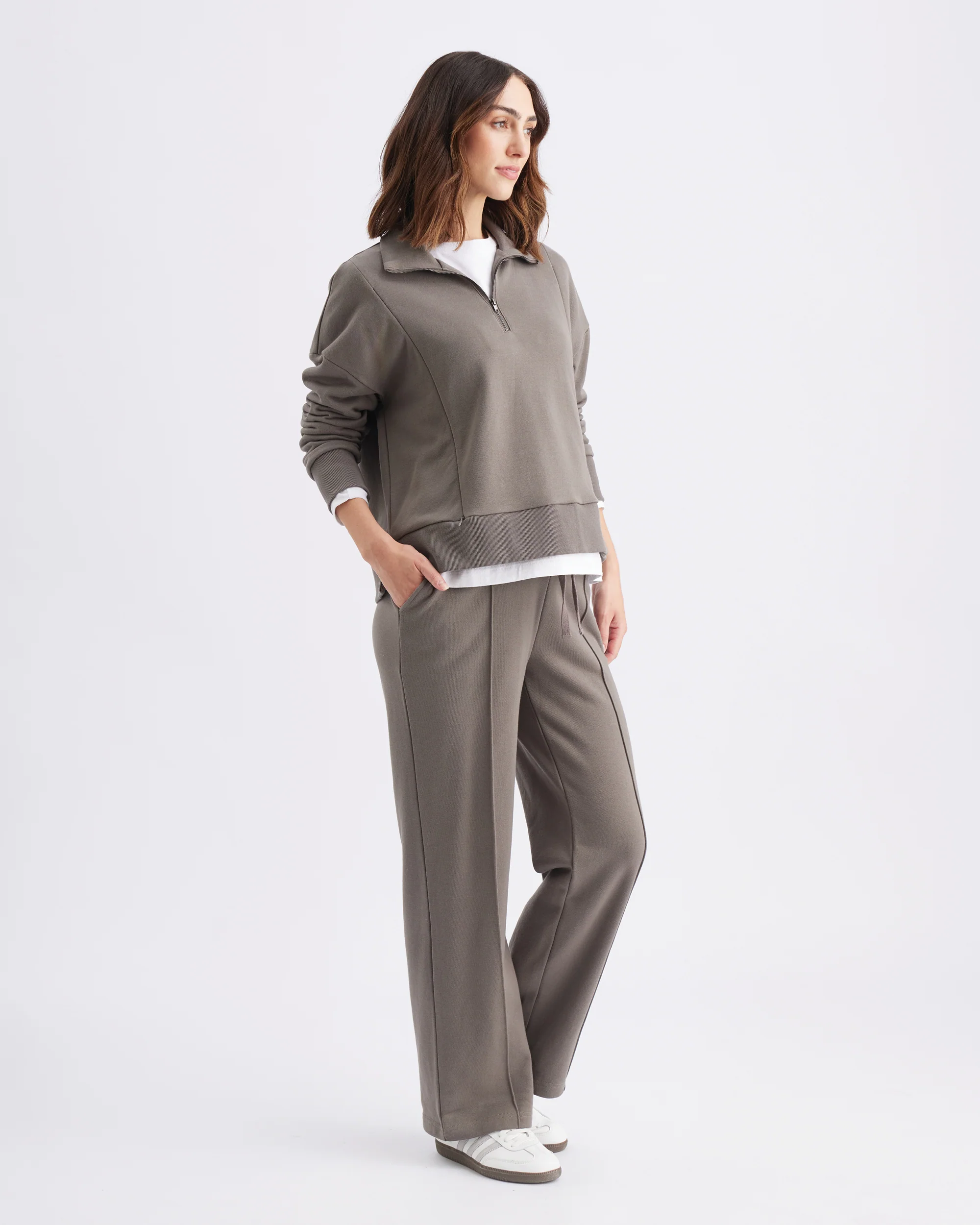 Terry Wide Leg Jogger  Earth - Image 4