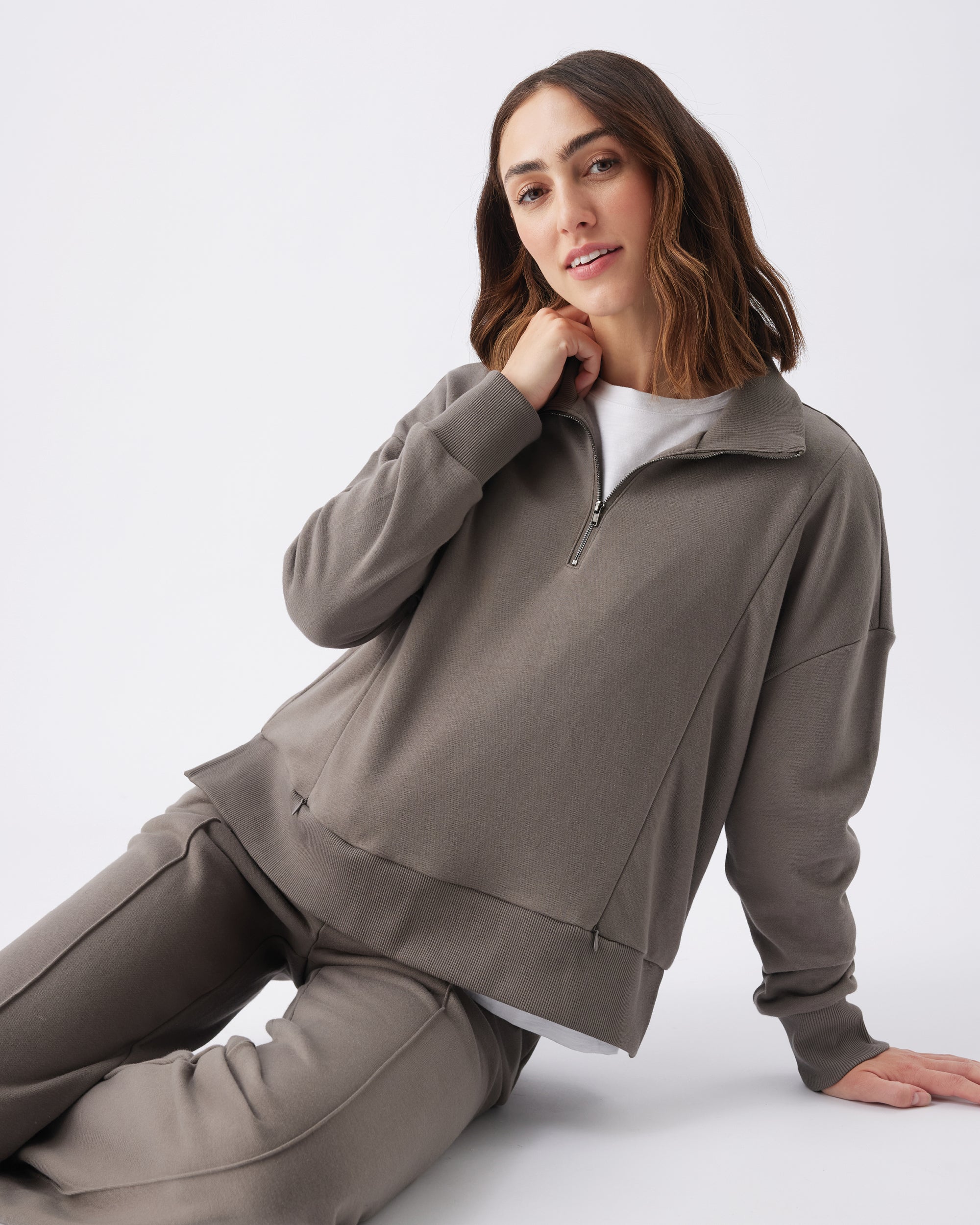 Terry Wide Leg Jogger  Earth - Image 5