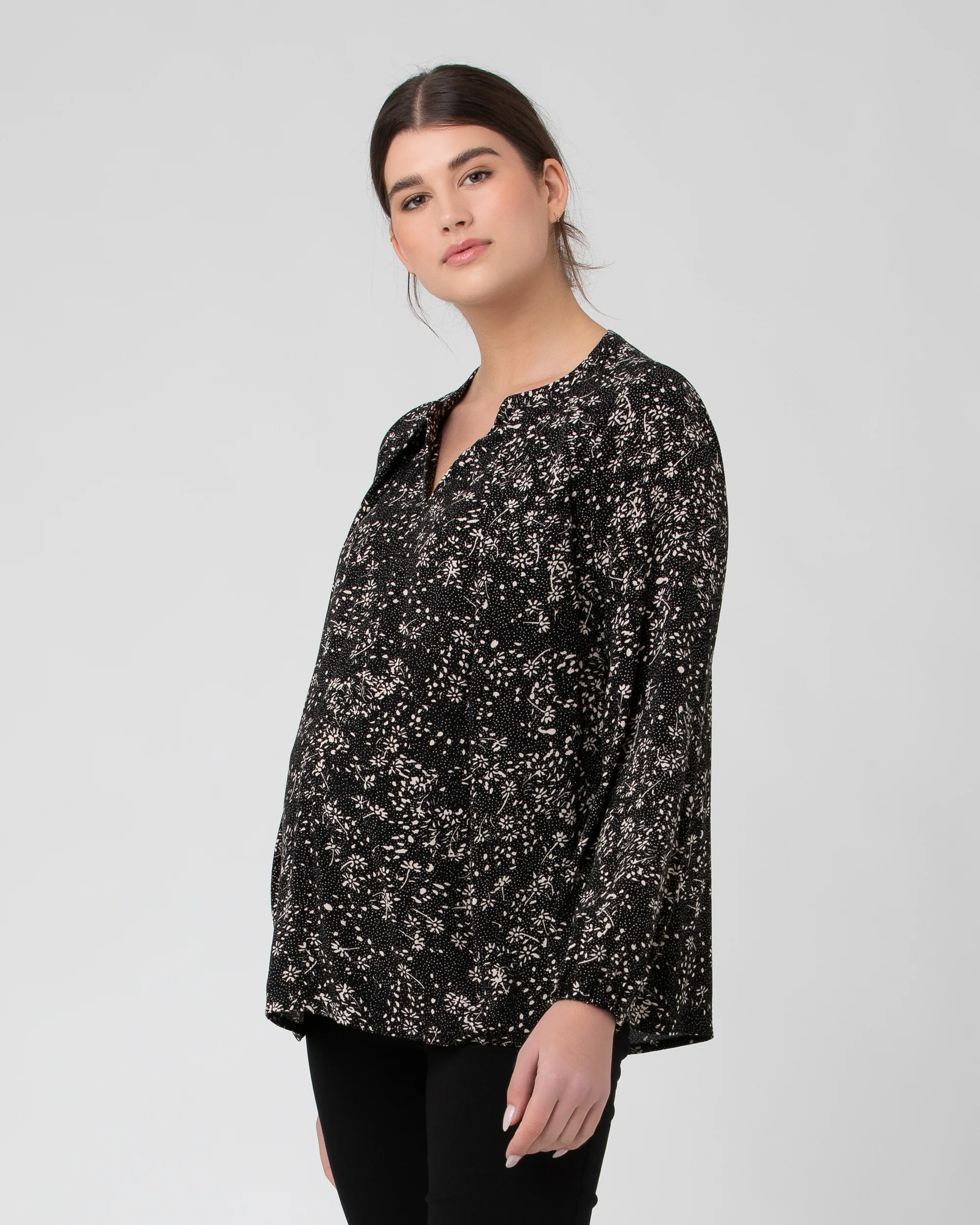 Trixie Nursing Blouse  Black / Natural - Image 2