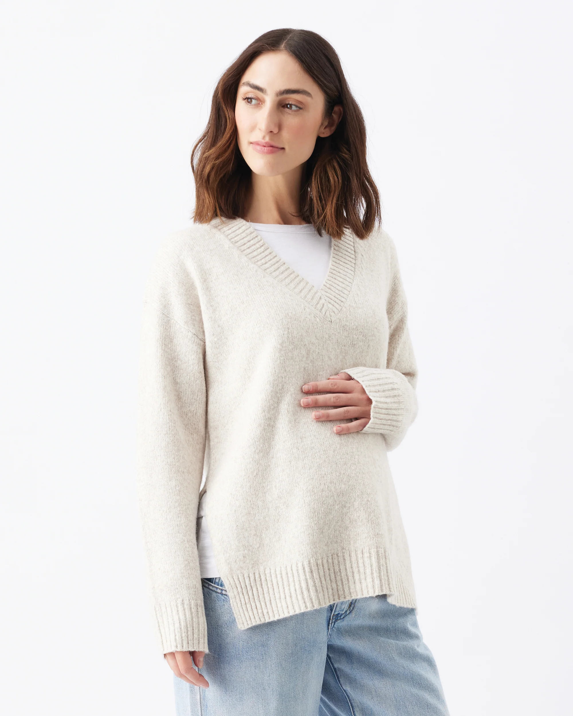 Vera Nursing Knit  Oat Marle - Image 3