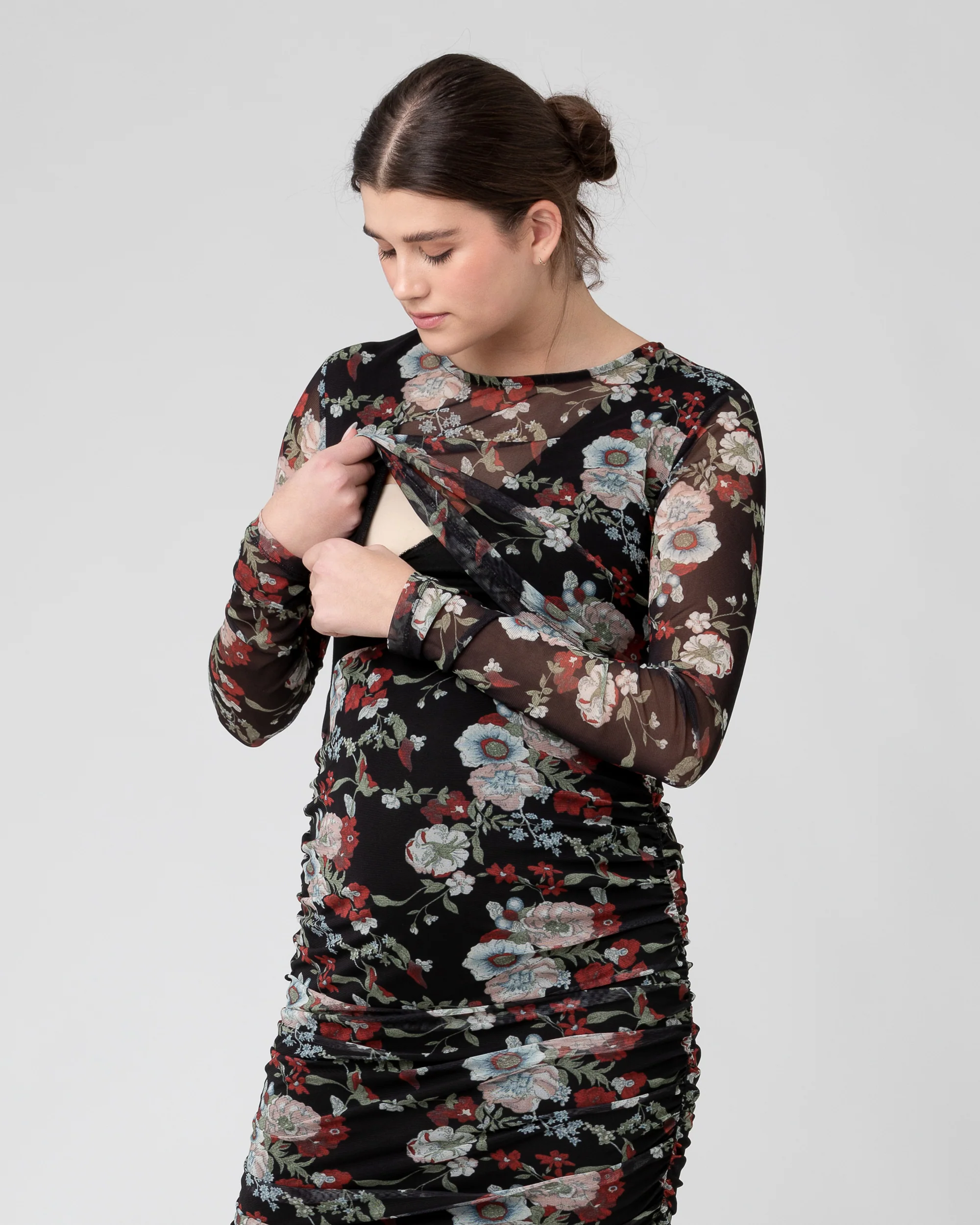 Wild Bloom Nursing Dress Black - Image 4