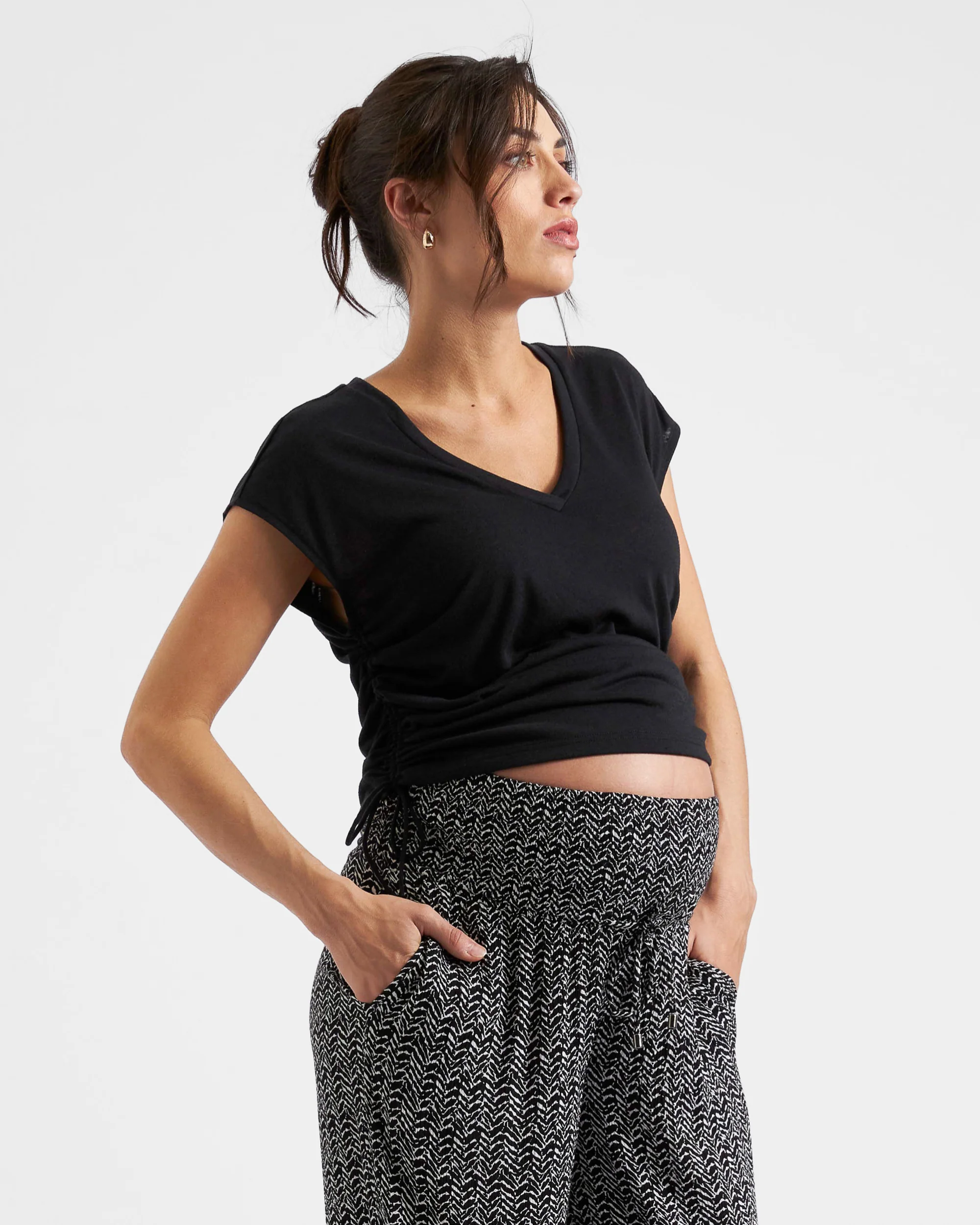 Ziggy Ruched Tee Black - Image 2