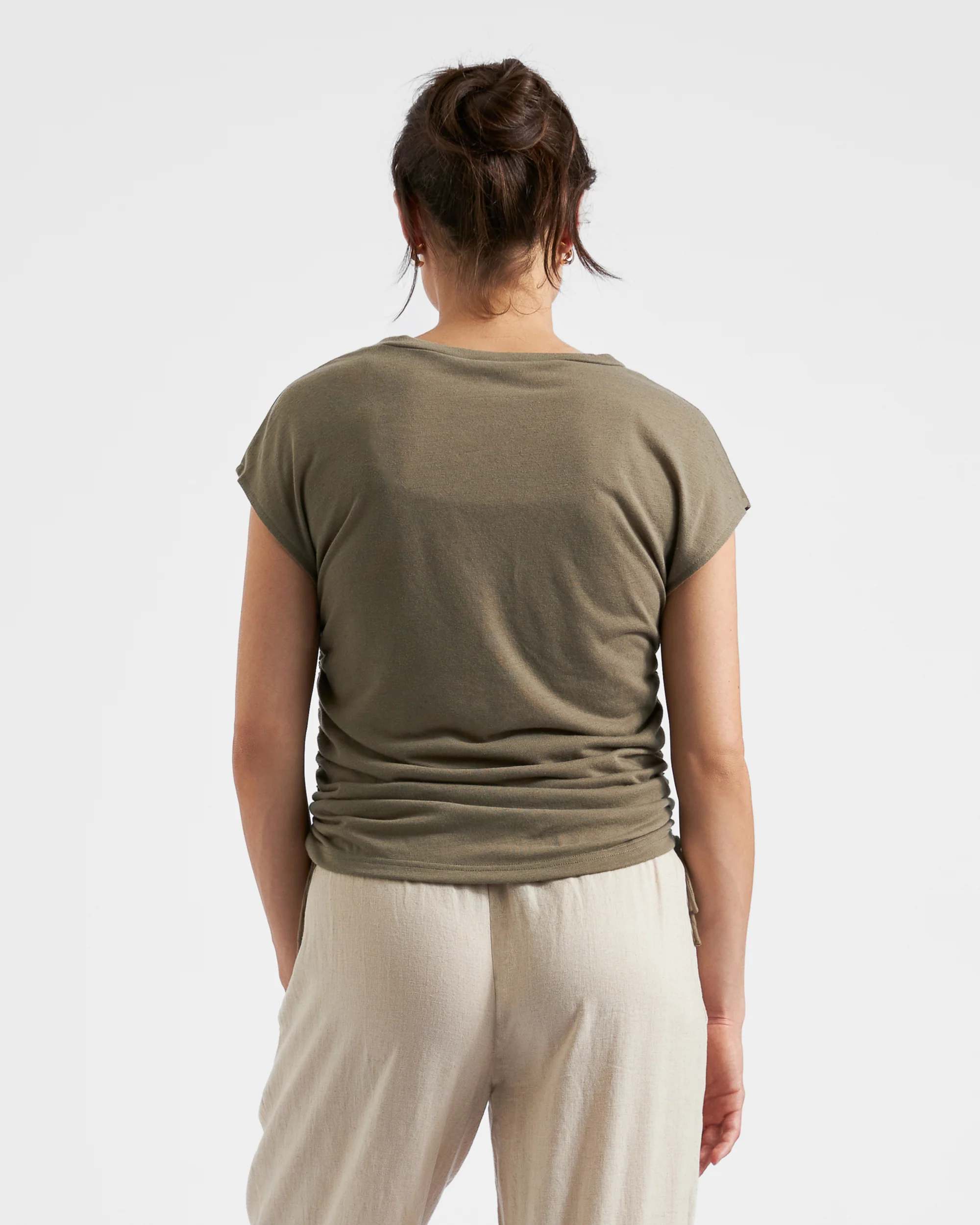 Ziggy Ruched Tee Olive - Image 3